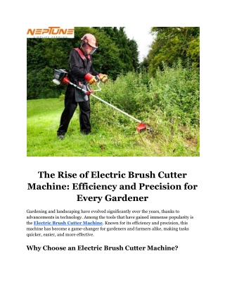 The Rise of Electric Brush Cutter Machine_ Efficiency and Precision for Every Gardener