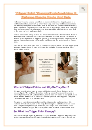 Trigger Point Therapy Explained: How It Relieves Muscle Knots And Pain