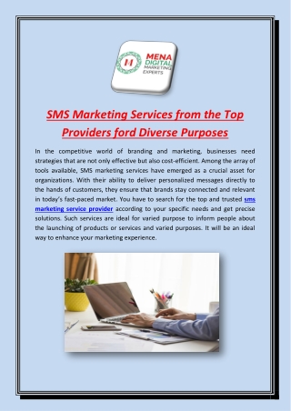 SMS Marketing Services from the Top Providers ford Diverse Purposes