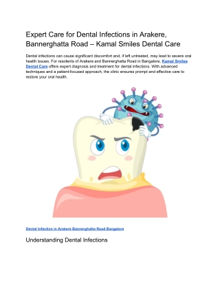 Expert Care for Dental Infections in Arakere, Bannerghatta Road – Kamal Smiles Dental Care