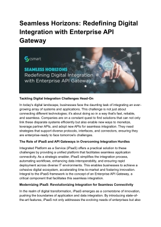 Seamless Horizons Redefining Digital Integration with Enterprise API Gateway