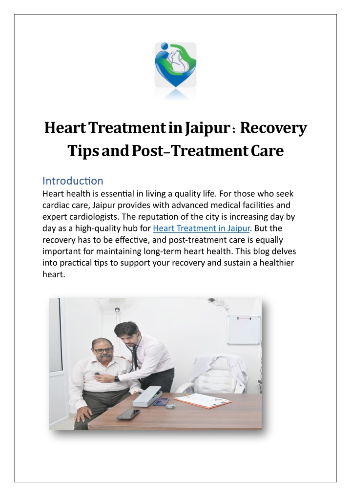 heart treatment in jaipur recovery tips and post