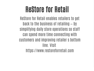 restore for retail restore for retail enables