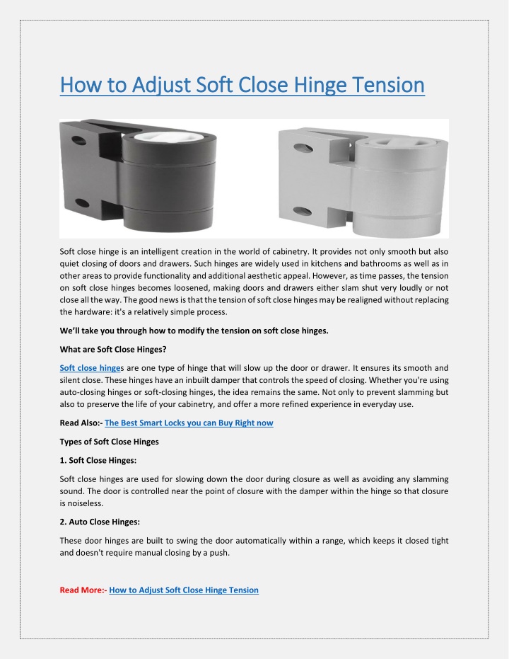 how to adjust soft close hinge tension