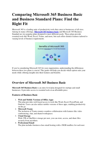 comparing microsoft 365 business basic