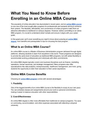 What You Need to Know Before Enrolling in an Online MBA Course