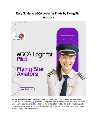 Easy Guide to eGCA Login for Pilots by Flying Star Aviators