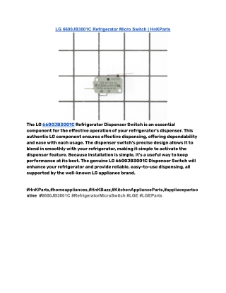 LG 6600JB3001C Refrigerator Micro Switch _ HnKParts
