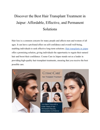 Hair Transplant in Jaipur - Cosmo Care