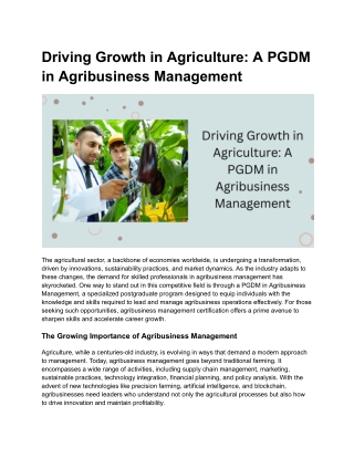 Driving Growth in Agriculture_ A PGDM in Agribusiness Management