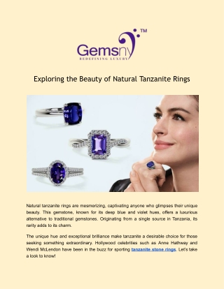 Exploring the Beauty of Natural Tanzanite Rings