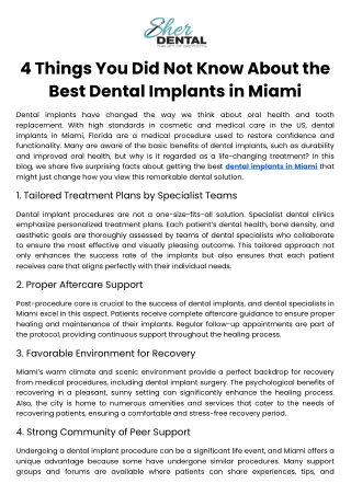 4 Things You Did Not Know About the Best Dental Implants in Miami