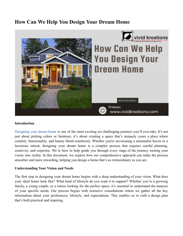 how can we help you design your dream home