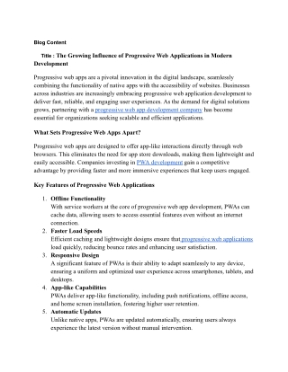 The Growing Influence of Progressive Web Applications in Modern Development