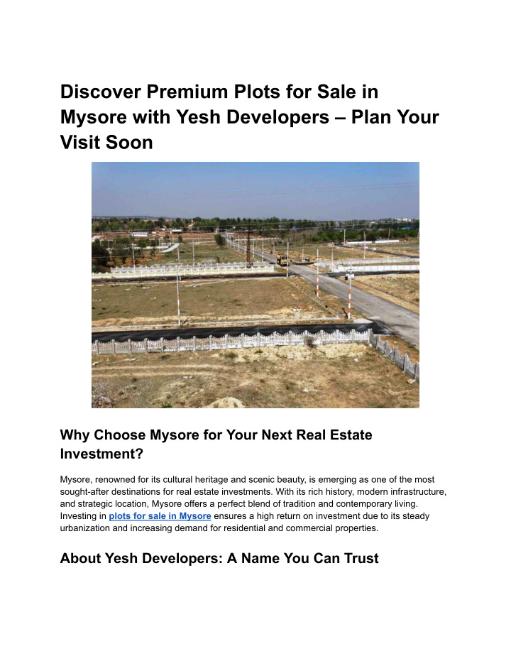 discover premium plots for sale in mysore with