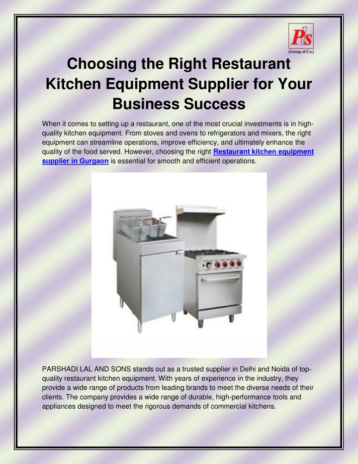 choosing the right restaurant kitchen equipment