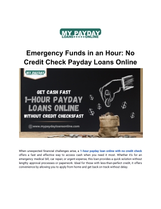 Get Quick Cash with 1-Hour Payday Loans No Credit Check – Apply Today!