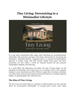 tiny living downsizing to a minimalist lifestyle