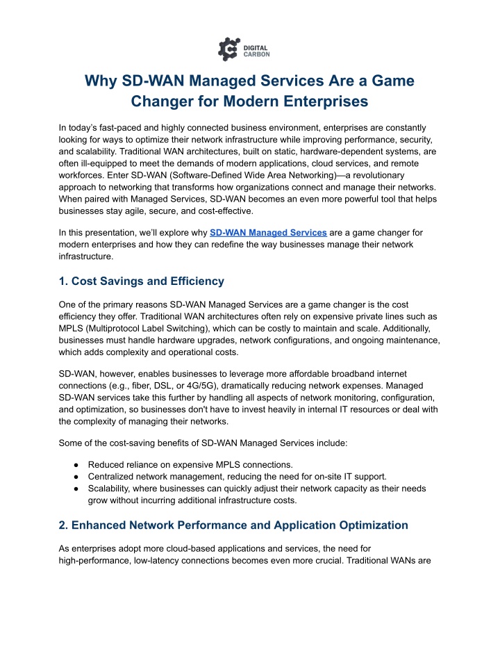 why sd wan managed services are a game changer