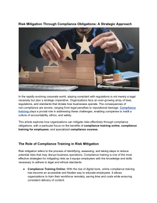 risk mitigation through compliance obligations
