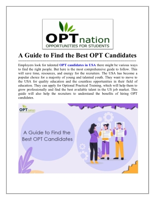 a guide to find the best opt candidates employers