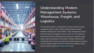 Understanding Modern Management Systems: Warehouse, Freight, and Logistics