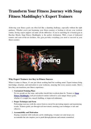 Transform Your Fitness Journey with Snap Fitness Maddingley's Expert Trainers