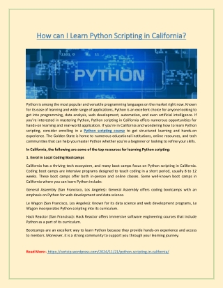 how can i learn python scripting in california