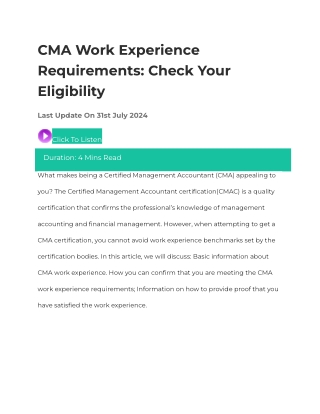 CMA Work Experience Requirements_ Check Your Eligibility