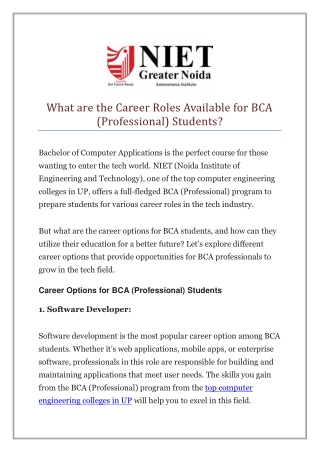 What are the Career Roles Available for BCA (Professional) Students.docx