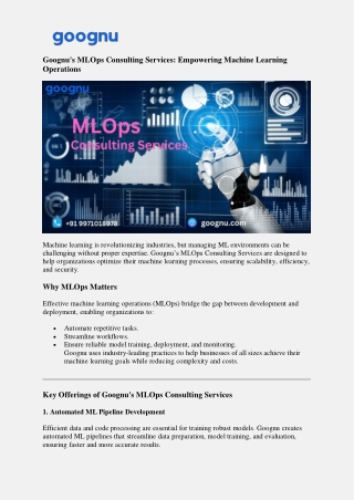 goognu s mlops consulting services empowering