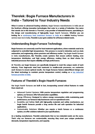 TheRelek_ Bogie Furnace Manufacturers in India – Tailored to Your Industry Needs.docx