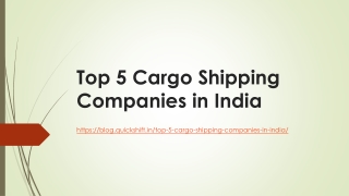 Top 5 Cargo Shipping Companies in India