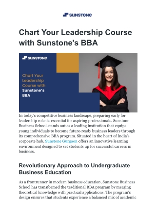 Chart Your Leadership Course with Sunstone's BBA