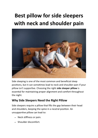 Find Your Perfect Pillow for Neck Pain – Designed for Side Sleepers