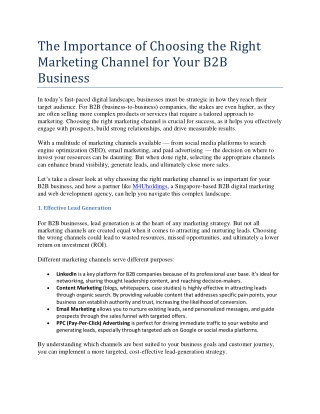 The importance of choosing the right marketing channel for your B2B business