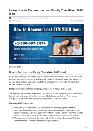 How to Recover the Lost Family Tree Maker 2019 Icon