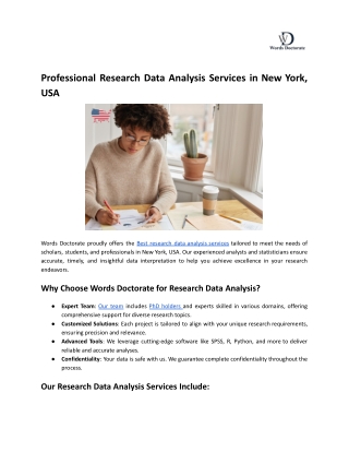 Professional Research Data Analysis Services in New York, USA