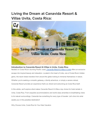 Living the Dream at Canavida Resort & Villas Uvita, Costa Rica