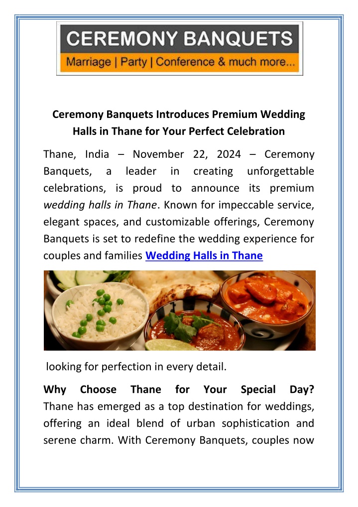 ceremony banquets introduces premium wedding