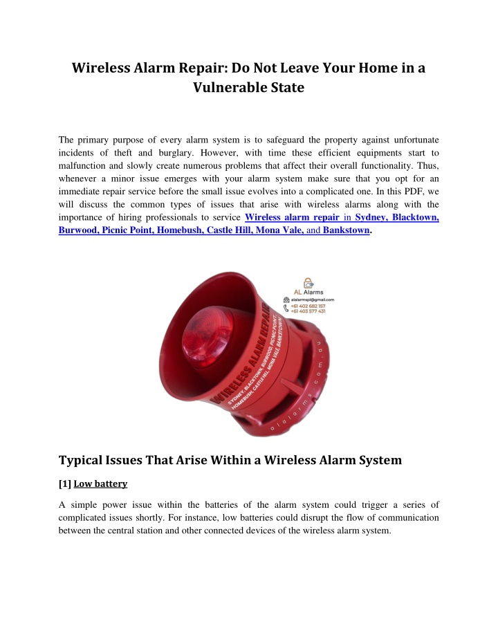 wireless alarm repair do not leave your home