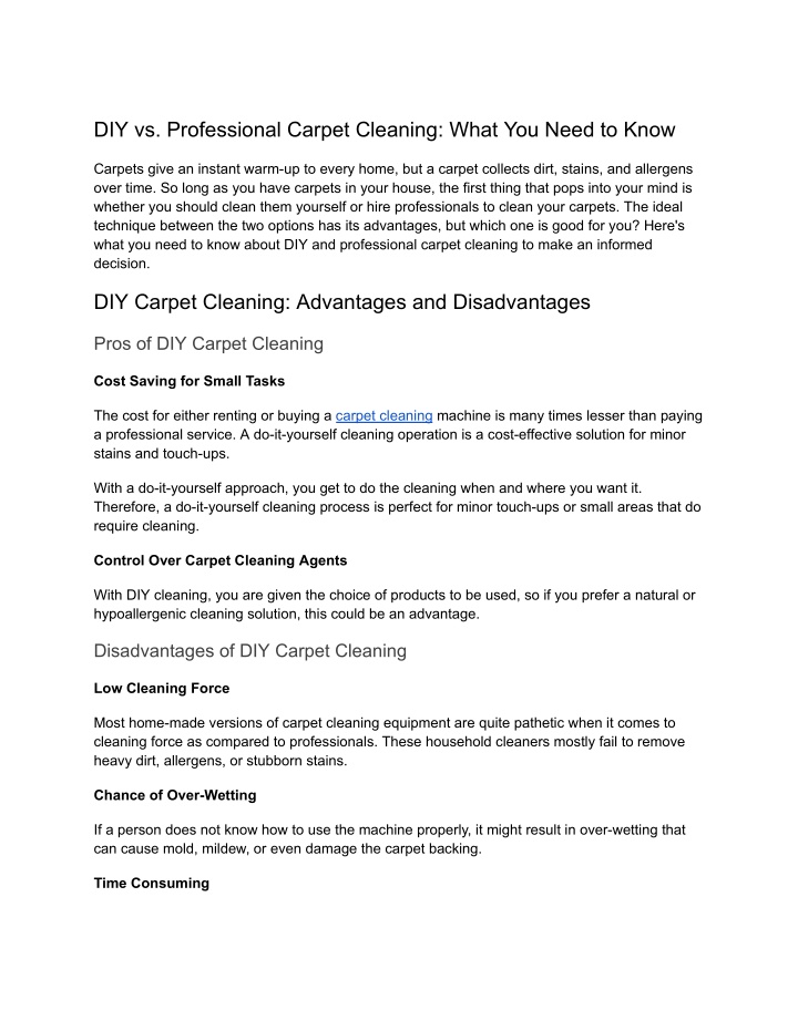 diy vs professional carpet cleaning what you need