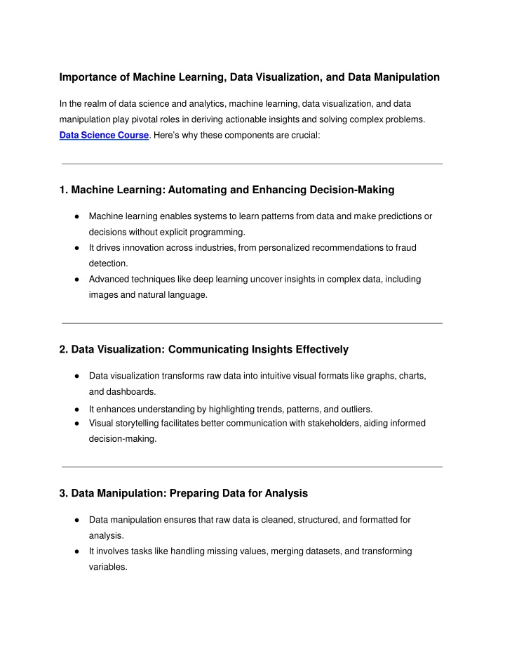 Ppt Importance Of Machine Learning Data Visualization And Data