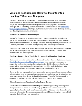 Vmoksha Technologies Reviews_ Insights into a Leading IT Services Company