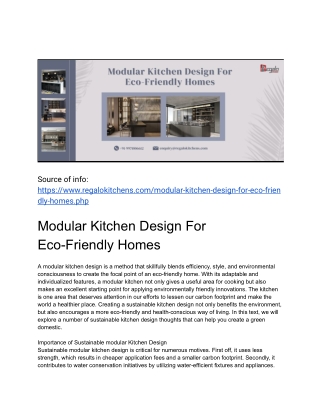 Modular Kitchen Design For Eco-Friendly Homes