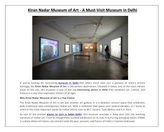 Kiran Nadar Museum of Art - A Must-Visit Museum in Delhi