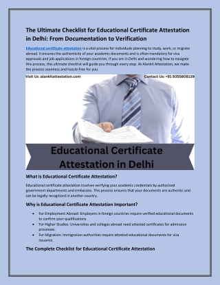 The Ultimate Checklist for Educational Certificate Attestation in Delhi From Documentation to Verification