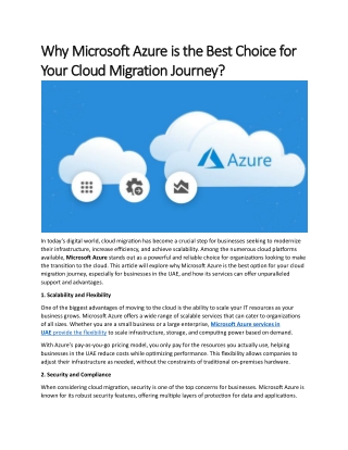 Why Microsoft Azure is the Best Choice for Your Cloud Migration Journey?