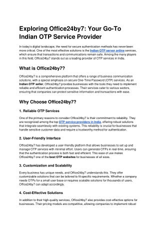 Exploring Office24by7 Your Go To Indian OTP Service Provider