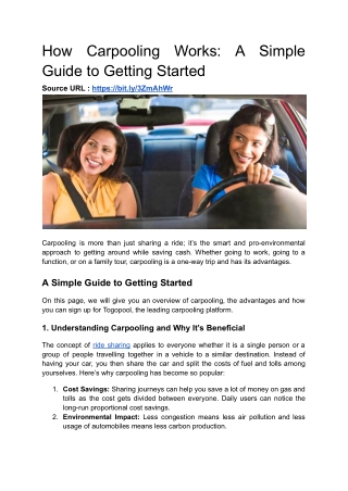 How Carpooling Works - A Simple Guide to Getting Started